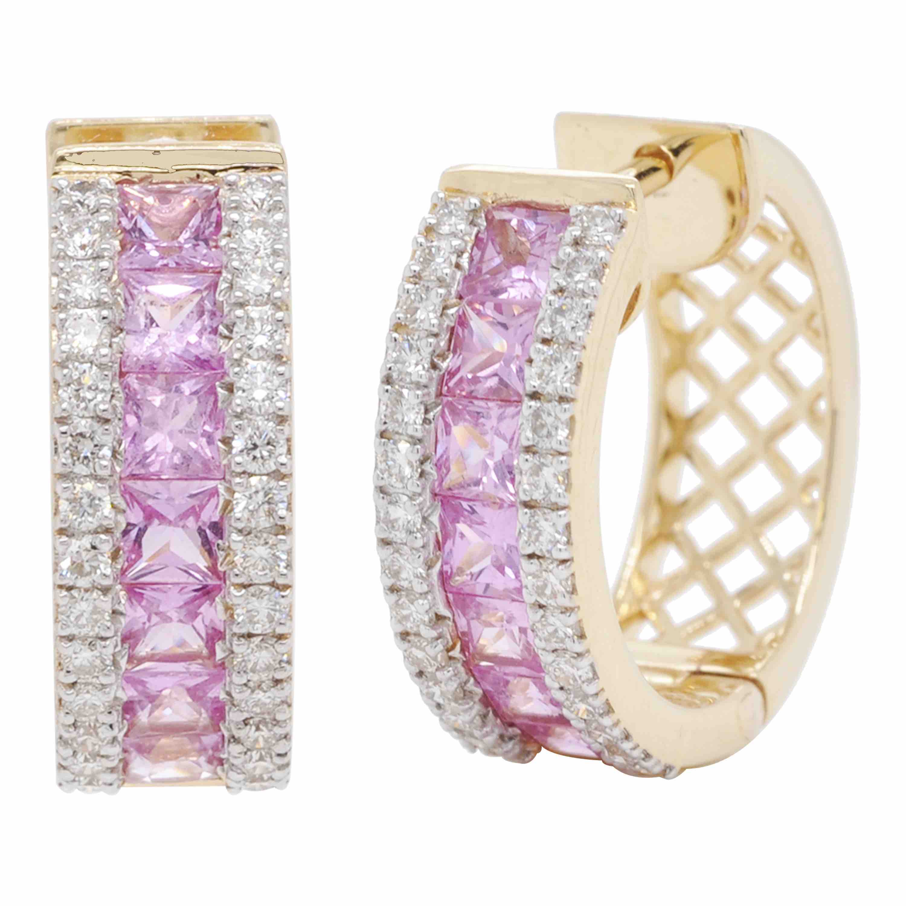 Pink sapphire deals hoop earrings