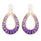 18K Gold Taper Baguette Amethyst Diamond Doorknocker Earrings