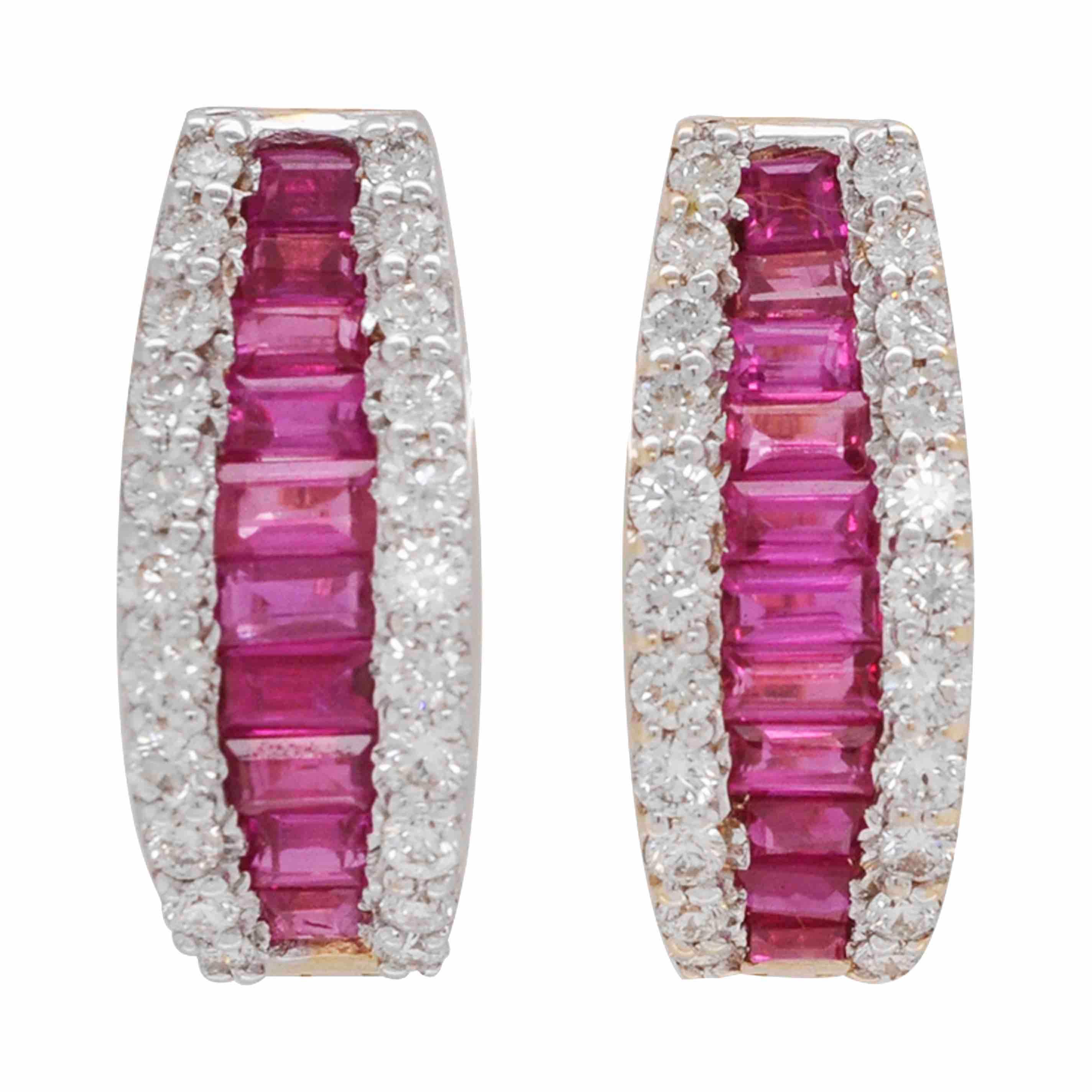 Ruby diamond deals hoop earrings