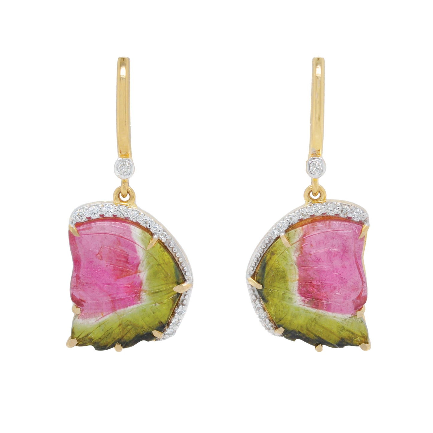 Watermelon Tourmaline Butterfly Earrings