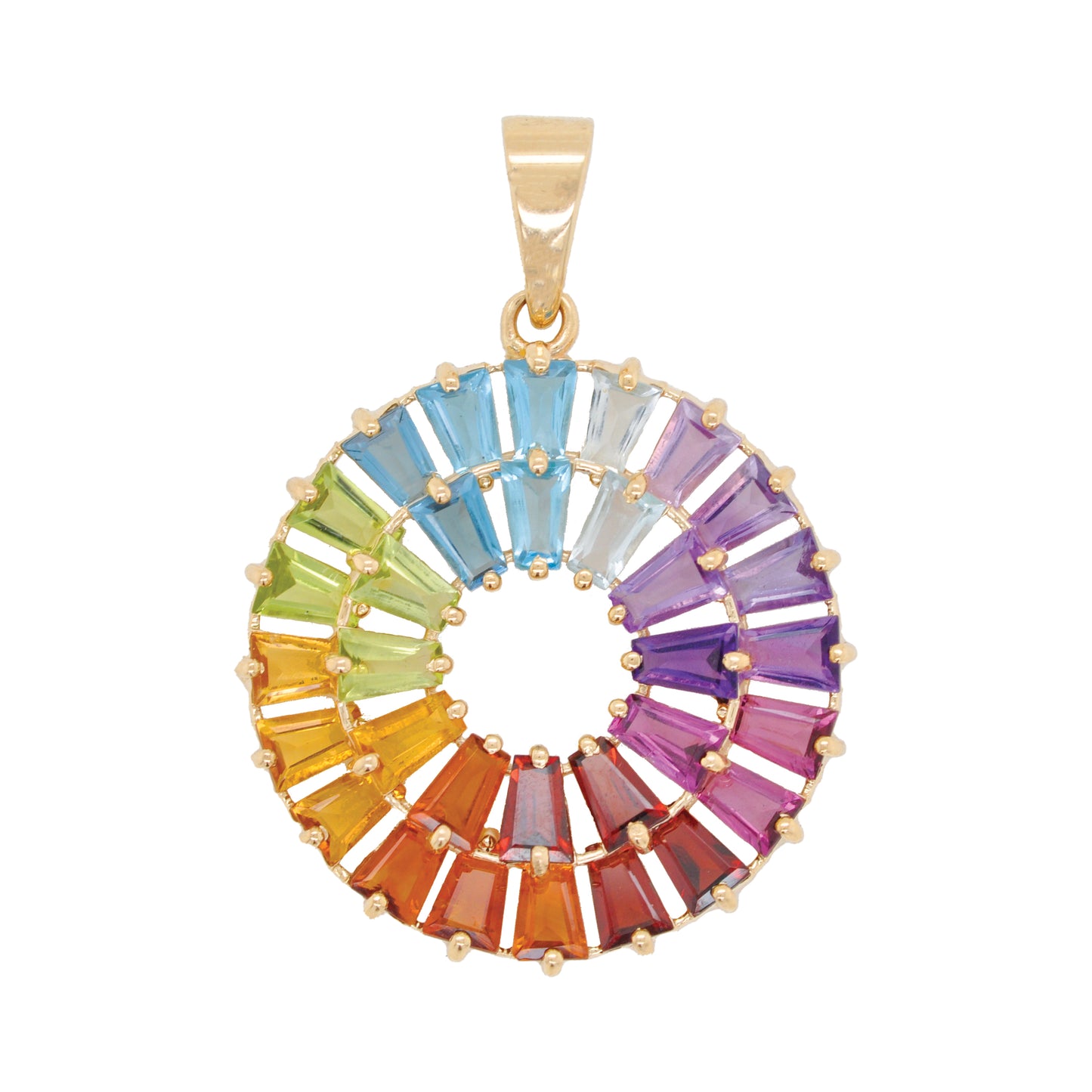 Multicolor Rainbow Double Layer Prong Set Pendant