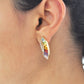 18K Gold Rainbow Baguette Gemstones Diamond Sword Earrings