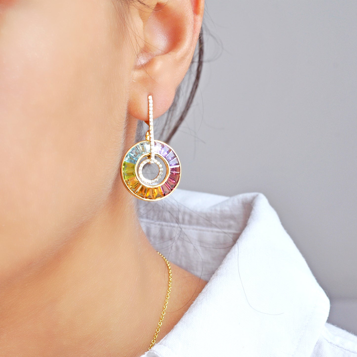 rainbow circle earrings