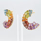 Multicolour Rainbow Double Layer Curve Stud Earrings