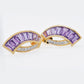 18k Gold Amethyst Baguette Diamond Sword Earrings