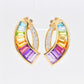 18K Gold Rainbow Baguette Gemstones Diamond Sword Earrings