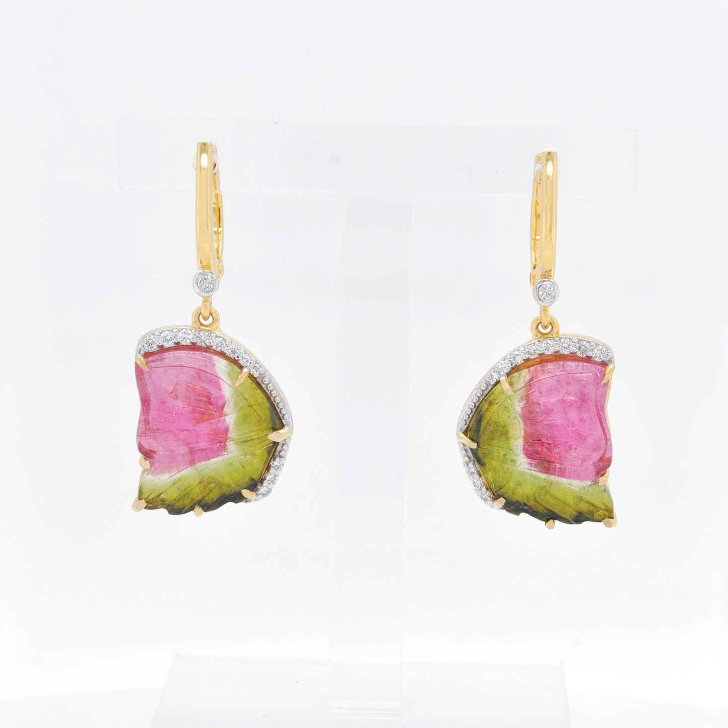 Watermelon Tourmaline Butterfly Earrings