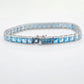 14K White Gold Blue Topaz Art Deco Tennis Line Bracelet