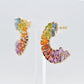 Multicolour Rainbow Double Layer Curve Stud Earrings