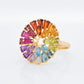 Multicolor Rainbow Double Layer Circle Prong Ring