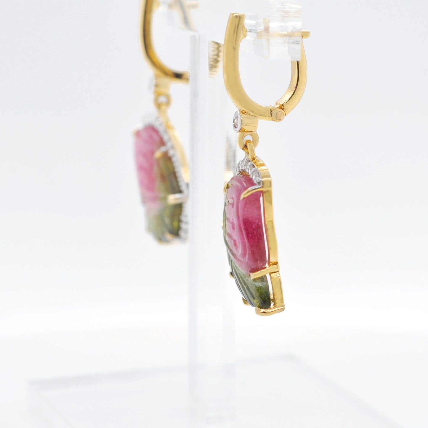 Watermelon Tourmaline Butterfly Earrings