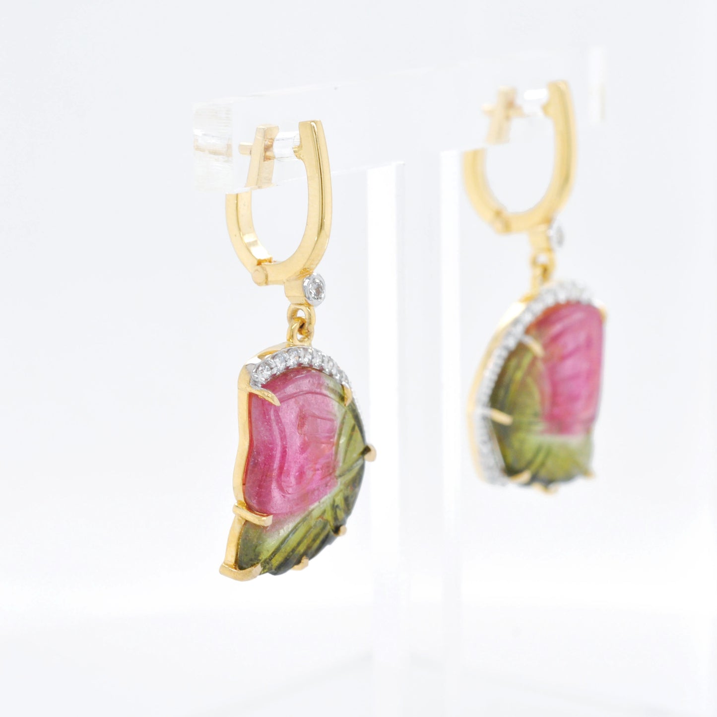 Watermelon Tourmaline Butterfly Earrings