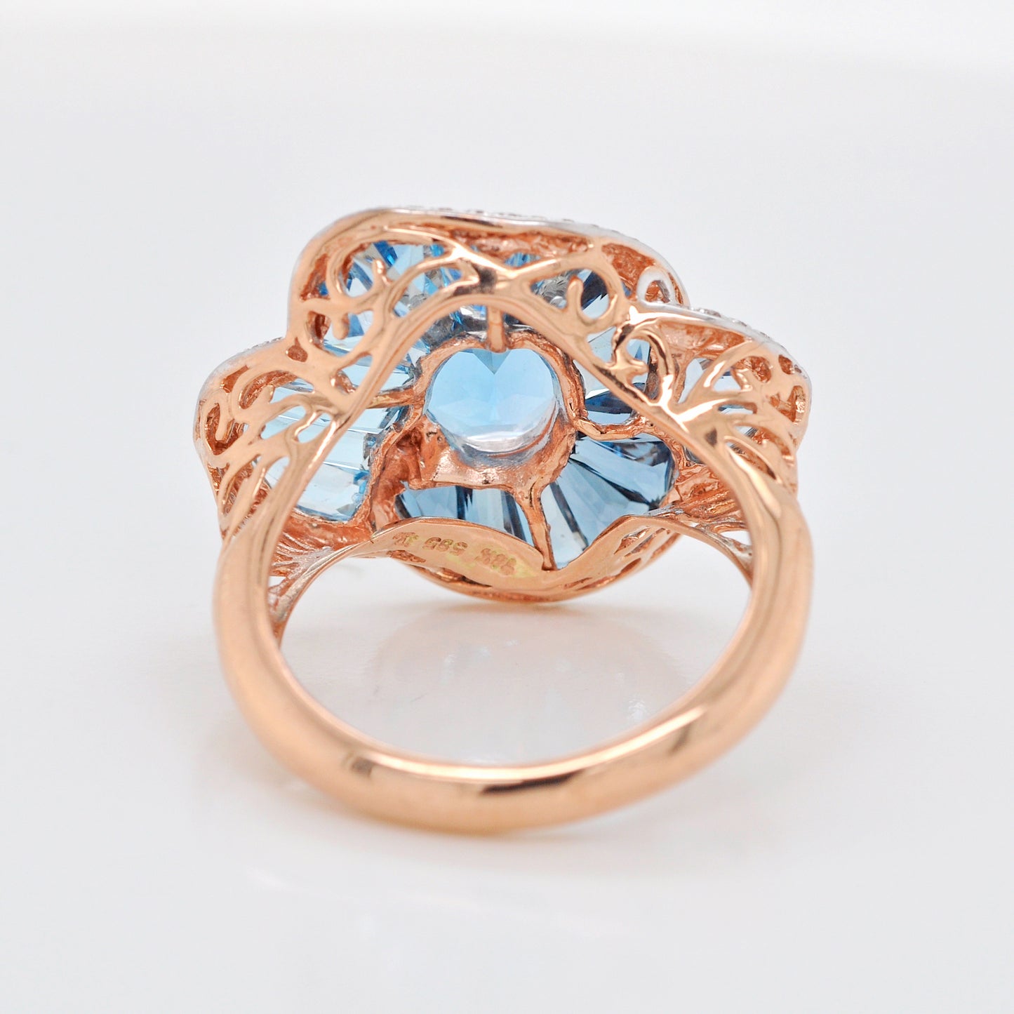 Blue Topaz Special Cut Flower Contemporary Cocktail Ring