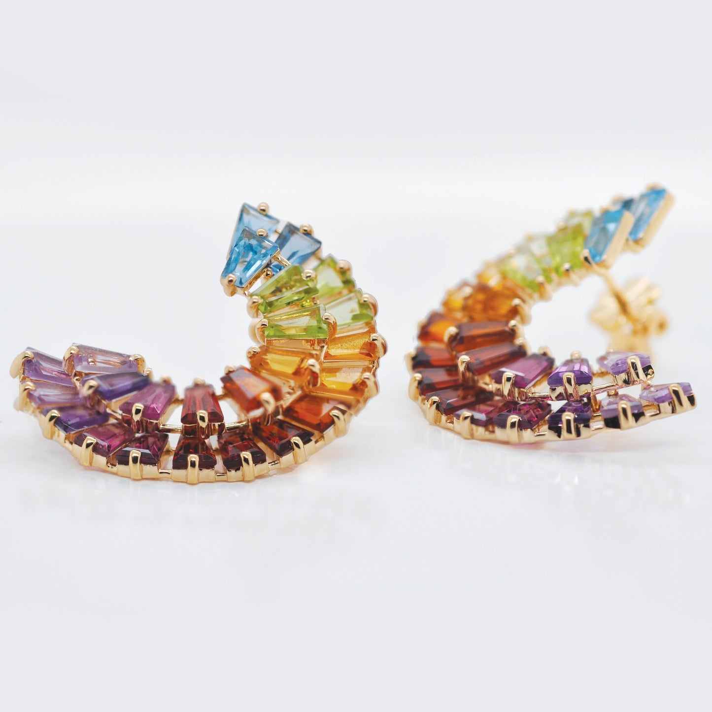 Multicolour Rainbow Double Layer Curve Stud Earrings