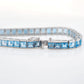 14K White Gold Blue Topaz Art Deco Tennis Line Bracelet