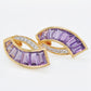 18k Gold Amethyst Baguette Diamond Sword Earrings