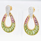 18K Gold Peridot Pink Tourmaline Diamond Doorknocker Earrings