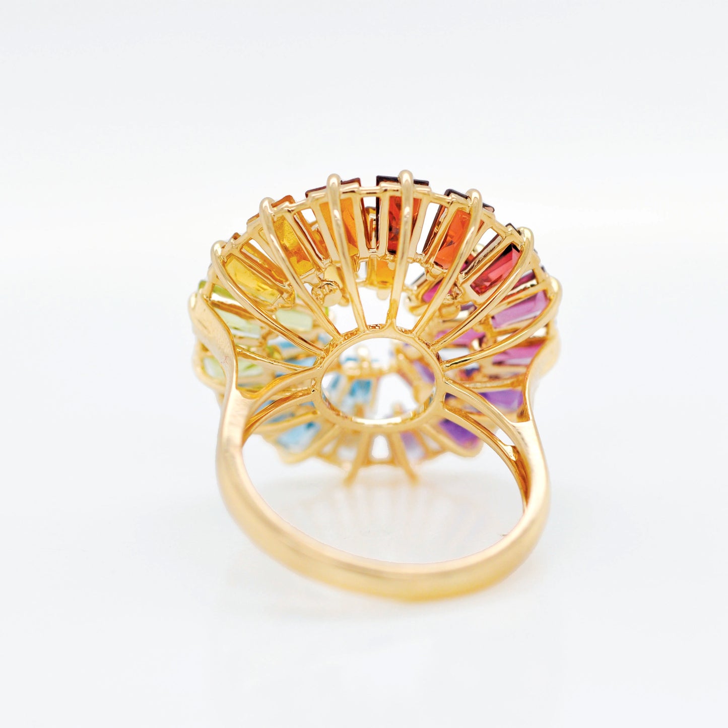 Multicolor Rainbow Double Layer Circle Prong Ring