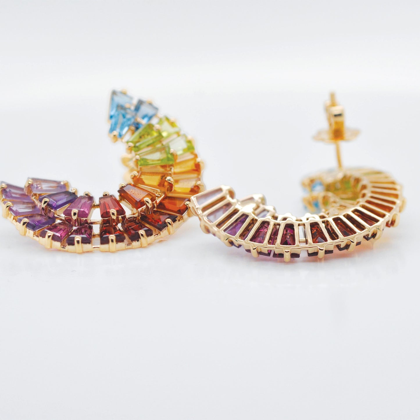 Multicolour Rainbow Double Layer Curve Stud Earrings