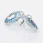 18K White Gold Blue Topaz Diamond Art Deco Circle Earrings