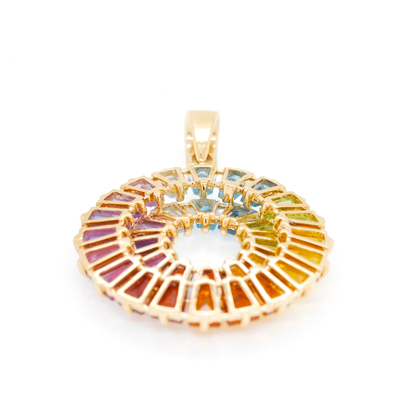 Multicolor Rainbow Double Layer Prong Set Pendant