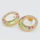 18K Gold Cleopatra Channel-Set Peridot Pink Tourmaline Stud Earrings