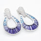 18K White Gold Aquamarine Iolite Topaz Diamond Doorknocker Earrings