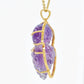 Hand-Carved Amethyst Bird Diamond Pendant