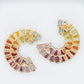 Multicolour Rainbow Double Layer Curve Stud Earrings