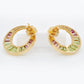 18K Gold Cleopatra Channel-Set Peridot Pink Tourmaline Stud Earrings