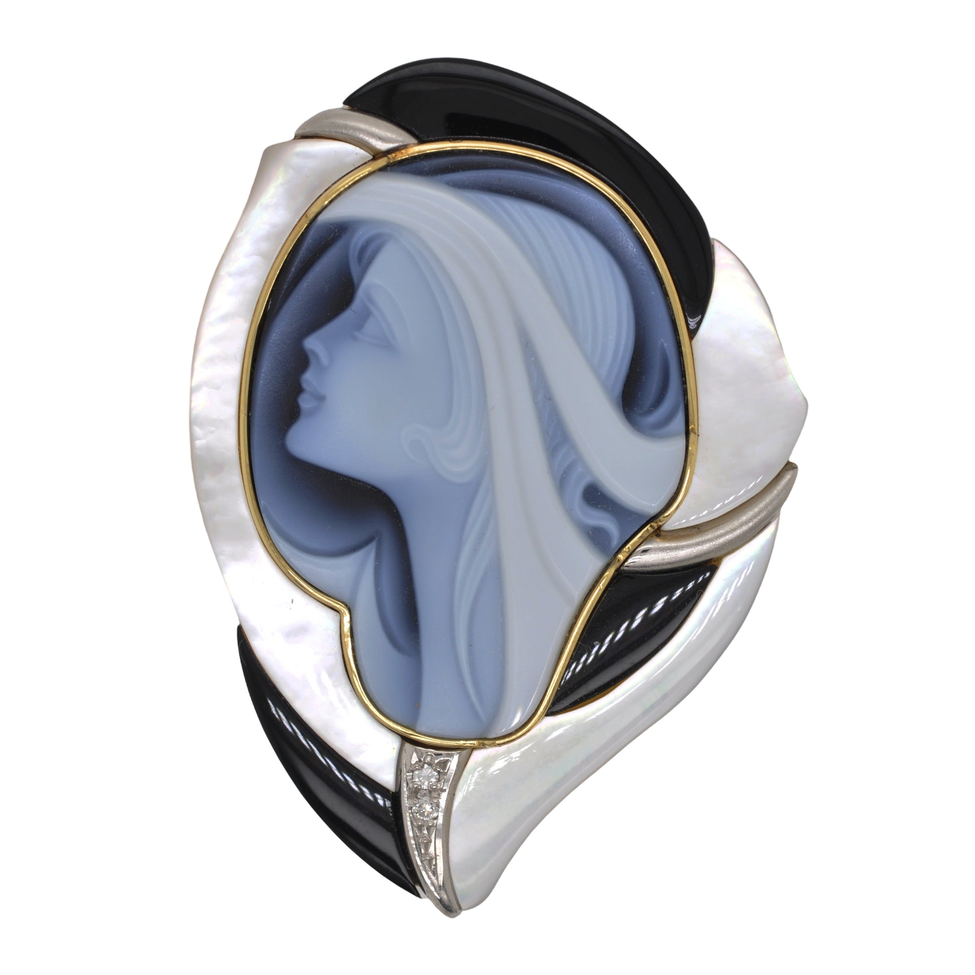 18k gold cameo brooch 