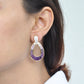 18K Gold Taper Baguette Amethyst Diamond Doorknocker Earrings