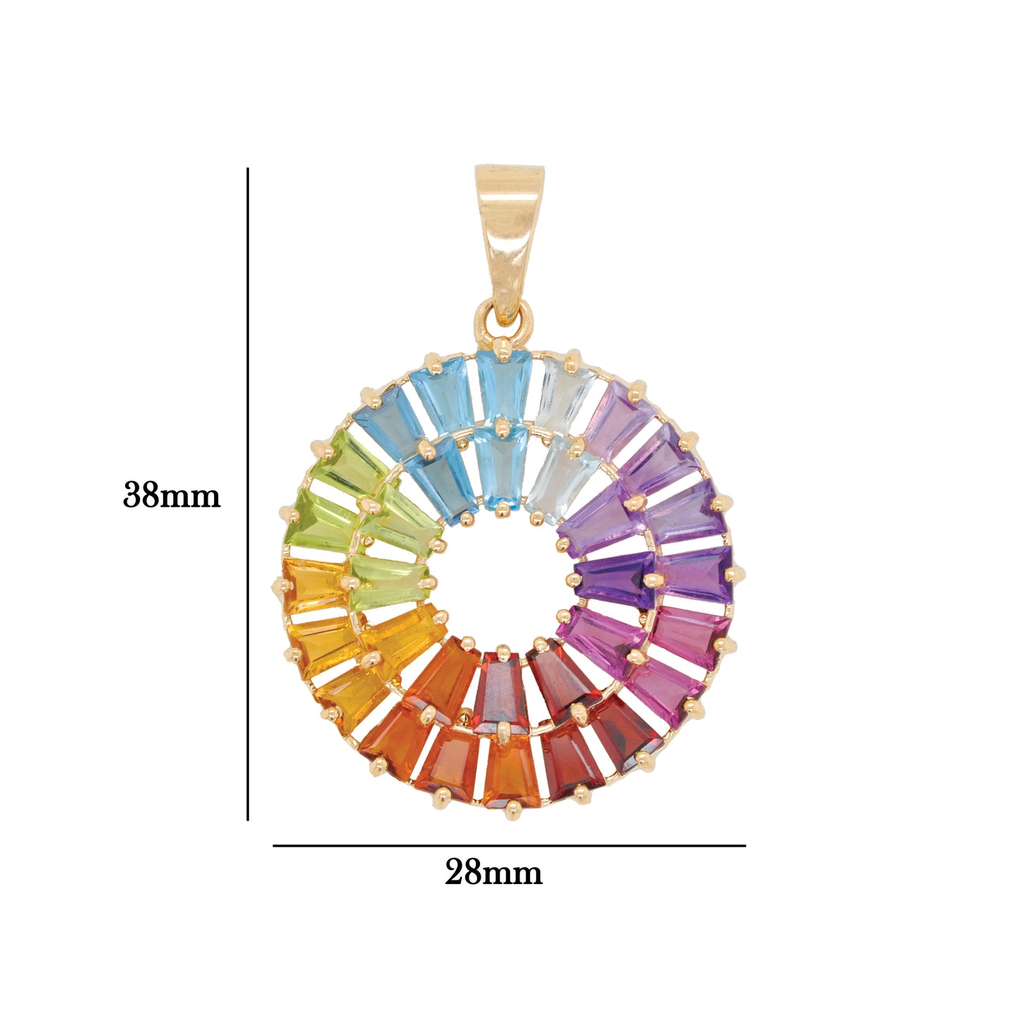 Multicolor Rainbow Double Layer Prong Set Pendant