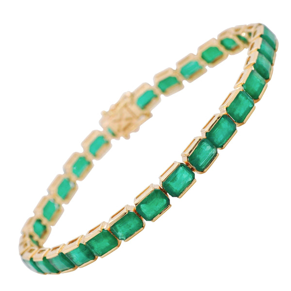Buy Square Cut Emerald Stone Rose Gold Tennis Bracelet Online – The Jewelbox