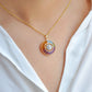 18K Gold Rainbow Gemstone Circle Diamond & Opal Reversible Pendant