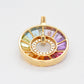 18k Gold Rainbow Gemstones Diamond Circle Pendant