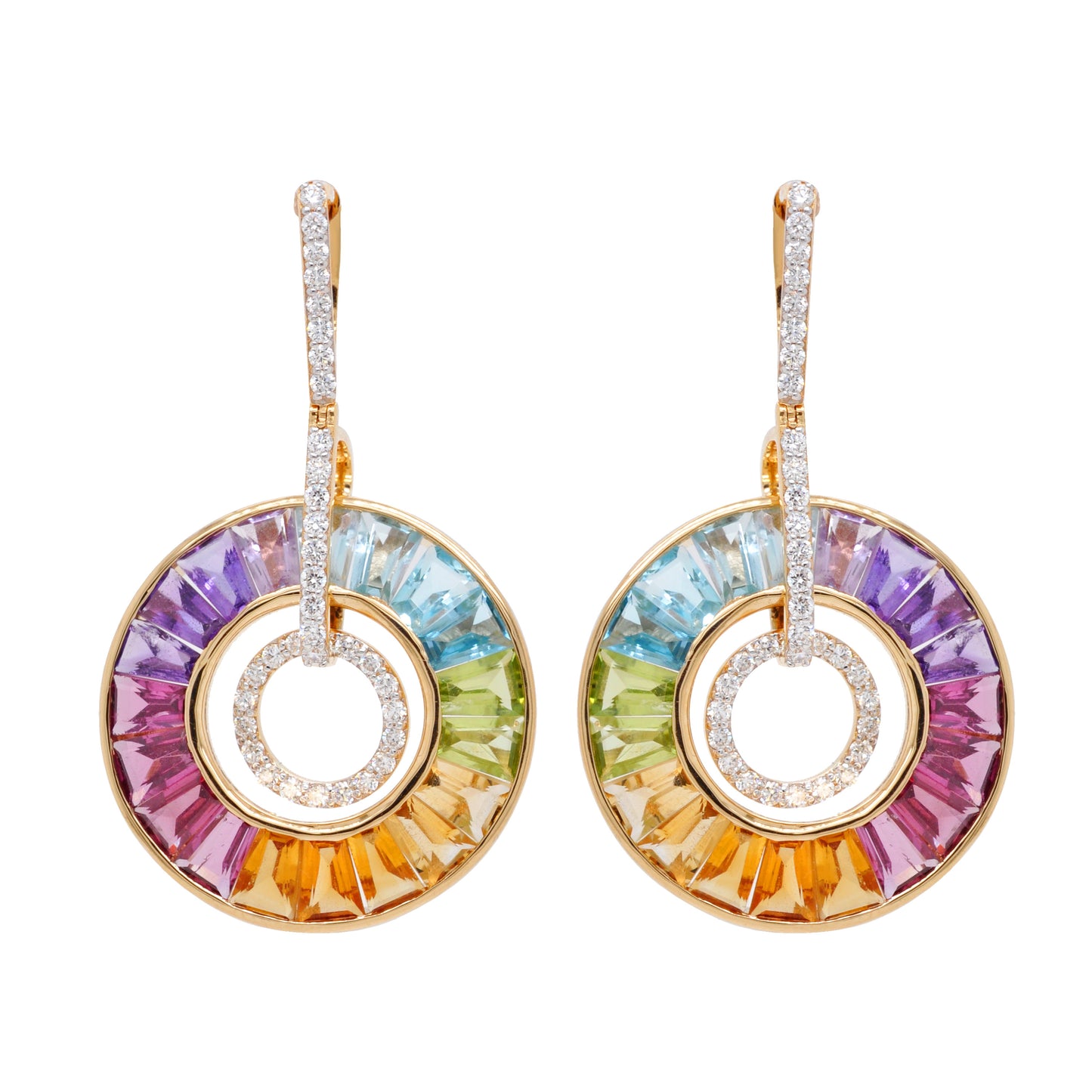 channel set rainbow earrings 