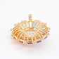 Lustrous Gold Rainbow Ferris Wheel Opal Diamond Circle Pendant Necklace