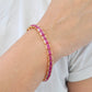 18K Gold Ruby 6x4 MM Octagon Tennis Line Bracelet