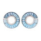 White Gold Blue Topaz Curve Diamond Stud Earrings