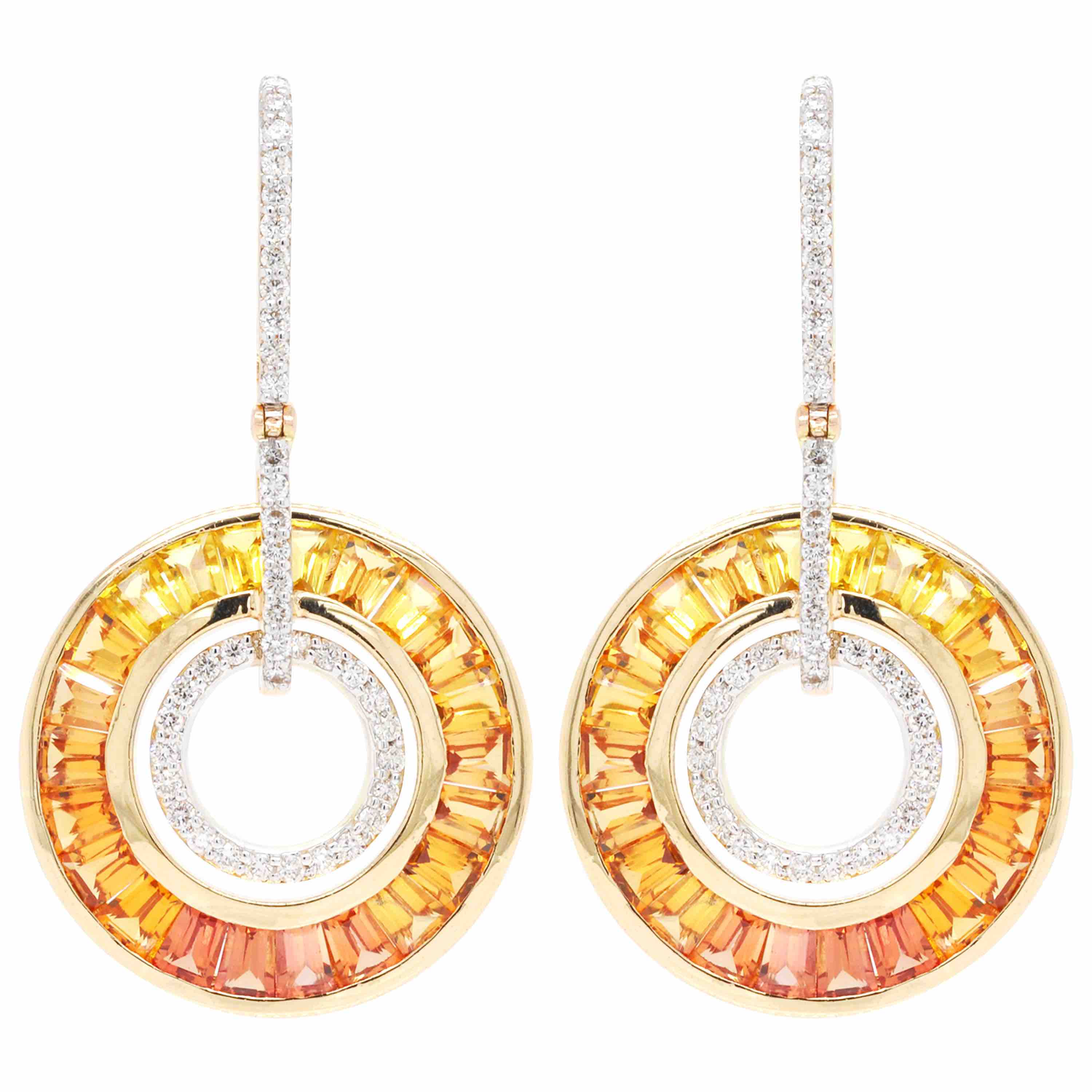 Buy Yellow Sapphire Round 4.96 Carat Dangle Earrings In 14K White Gold With  Accented White Diamonds | BestinGems