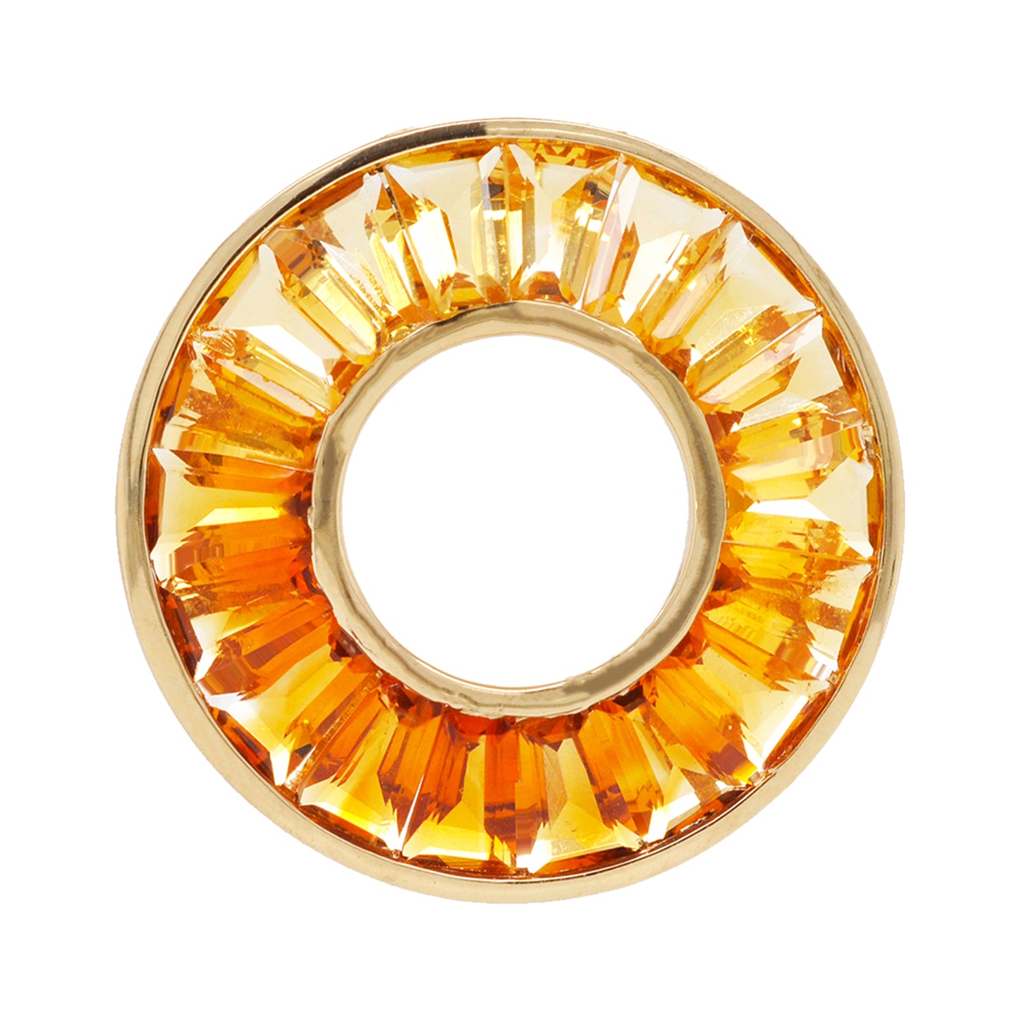 18K Gold Gradient Citrine Circle Pendant Necklace