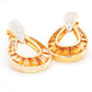 18K Gold Gradient Citrine Diamond Doorknocker Earrings