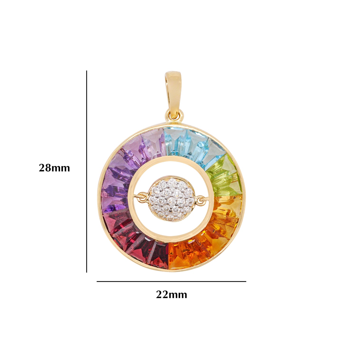 18K Gold Rainbow Dancing Diamond Pendant