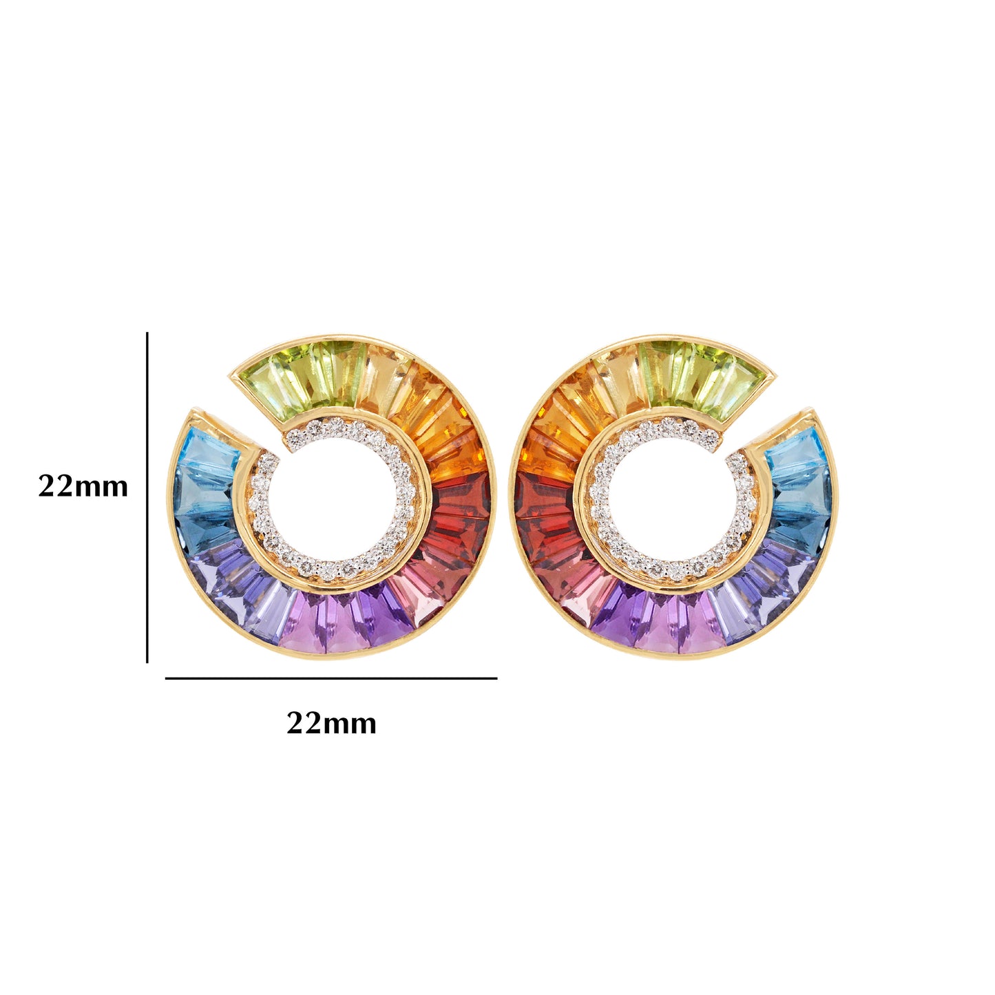 multicolor curve earrings 
