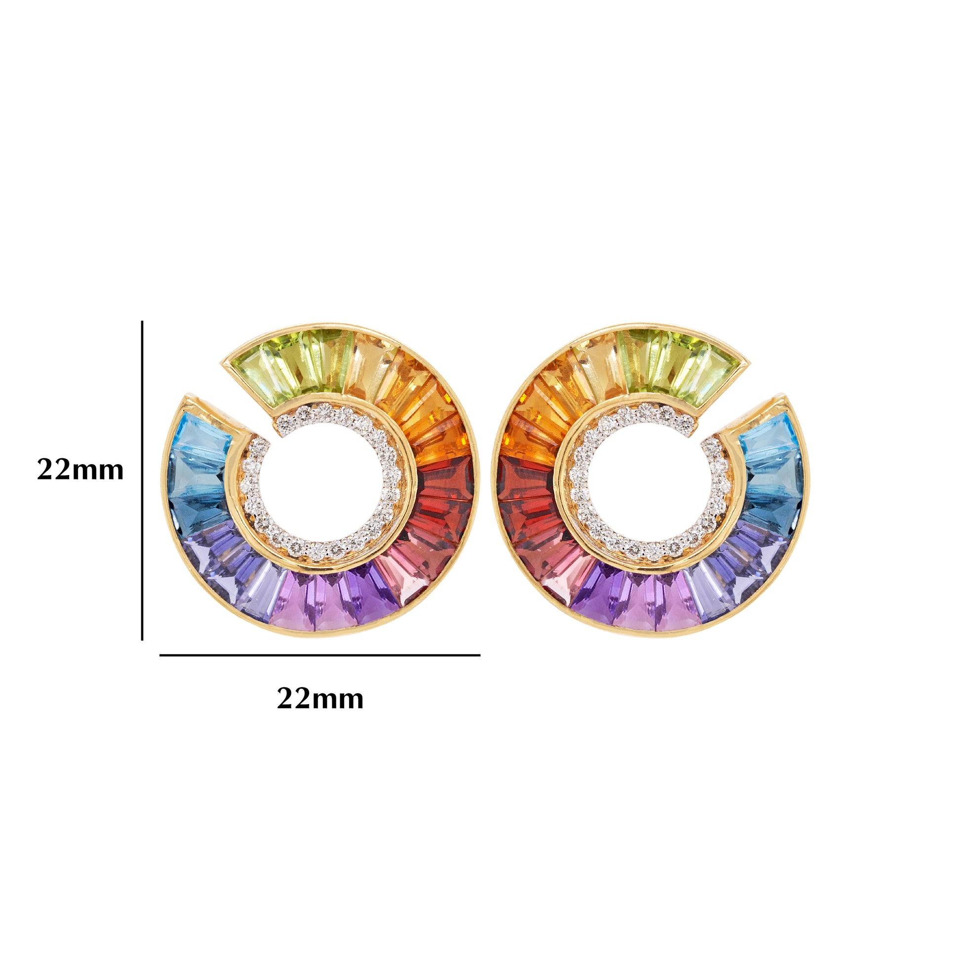 multicolor curve earrings 
