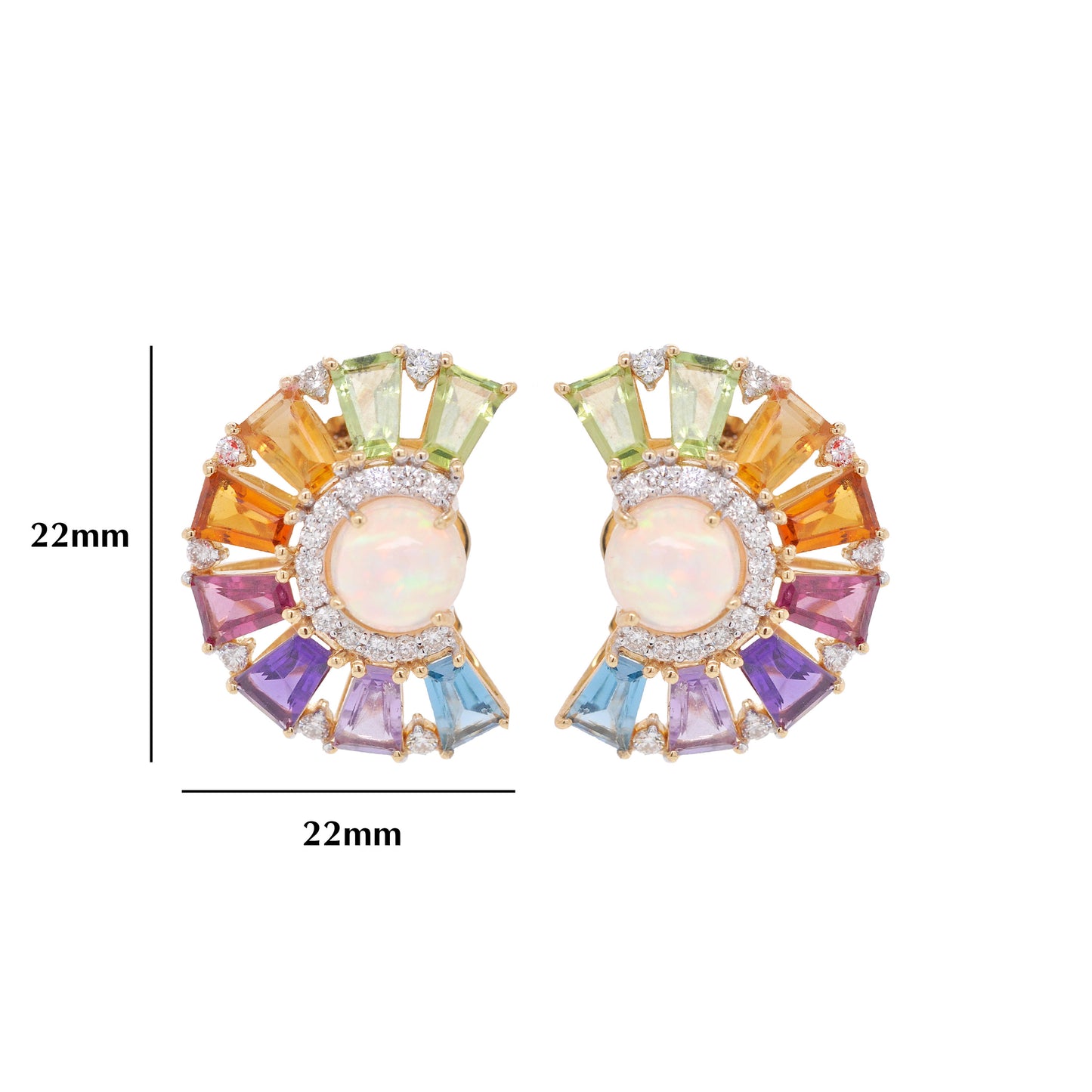 Lustrous Gold Rainbow Ferris Wheel Diamond Earrings