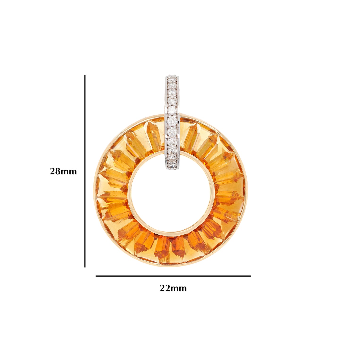 Timeless Gold Citrine Diamond Circle Pendant Necklace