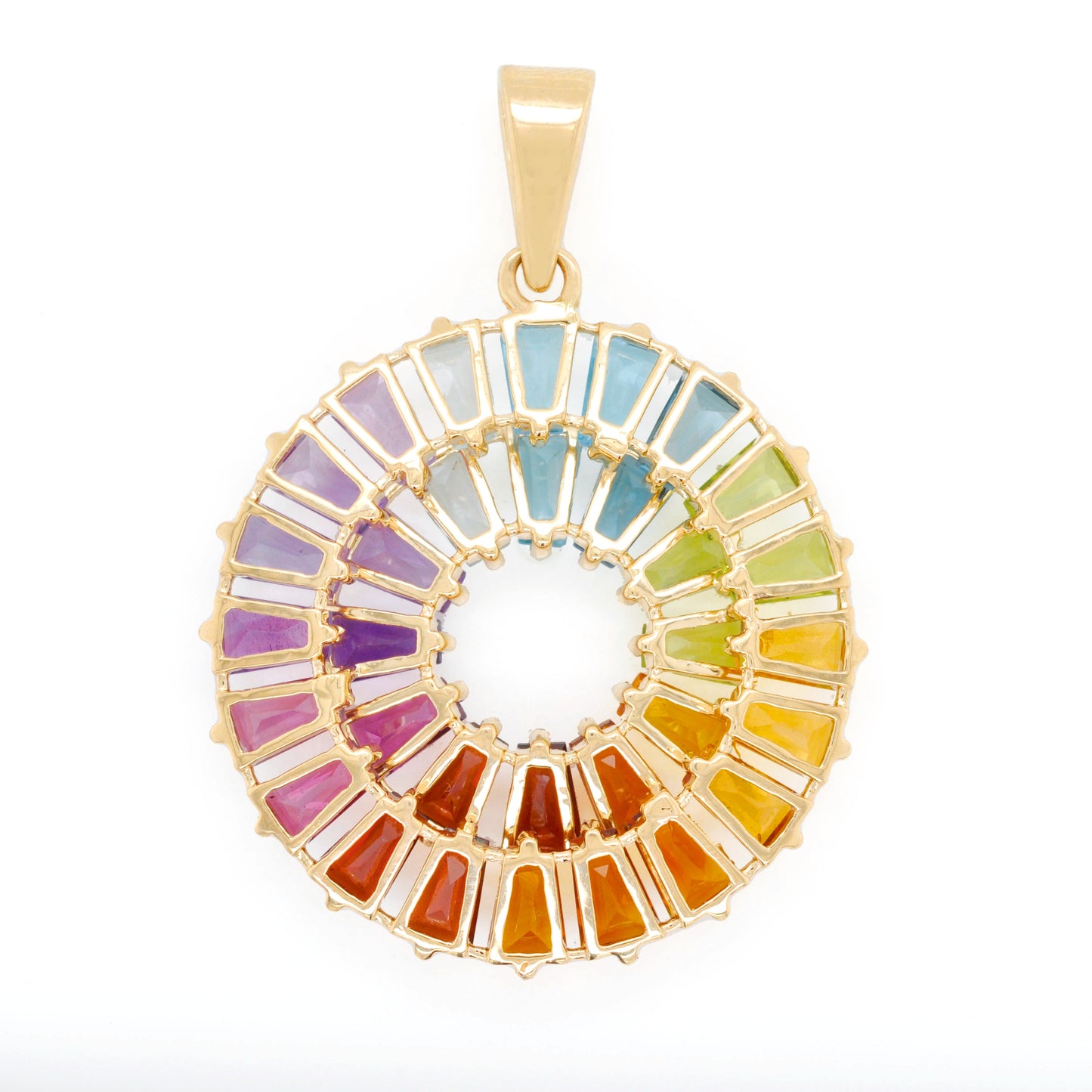 Multicolor Rainbow Double Layer Prong Set Pendant