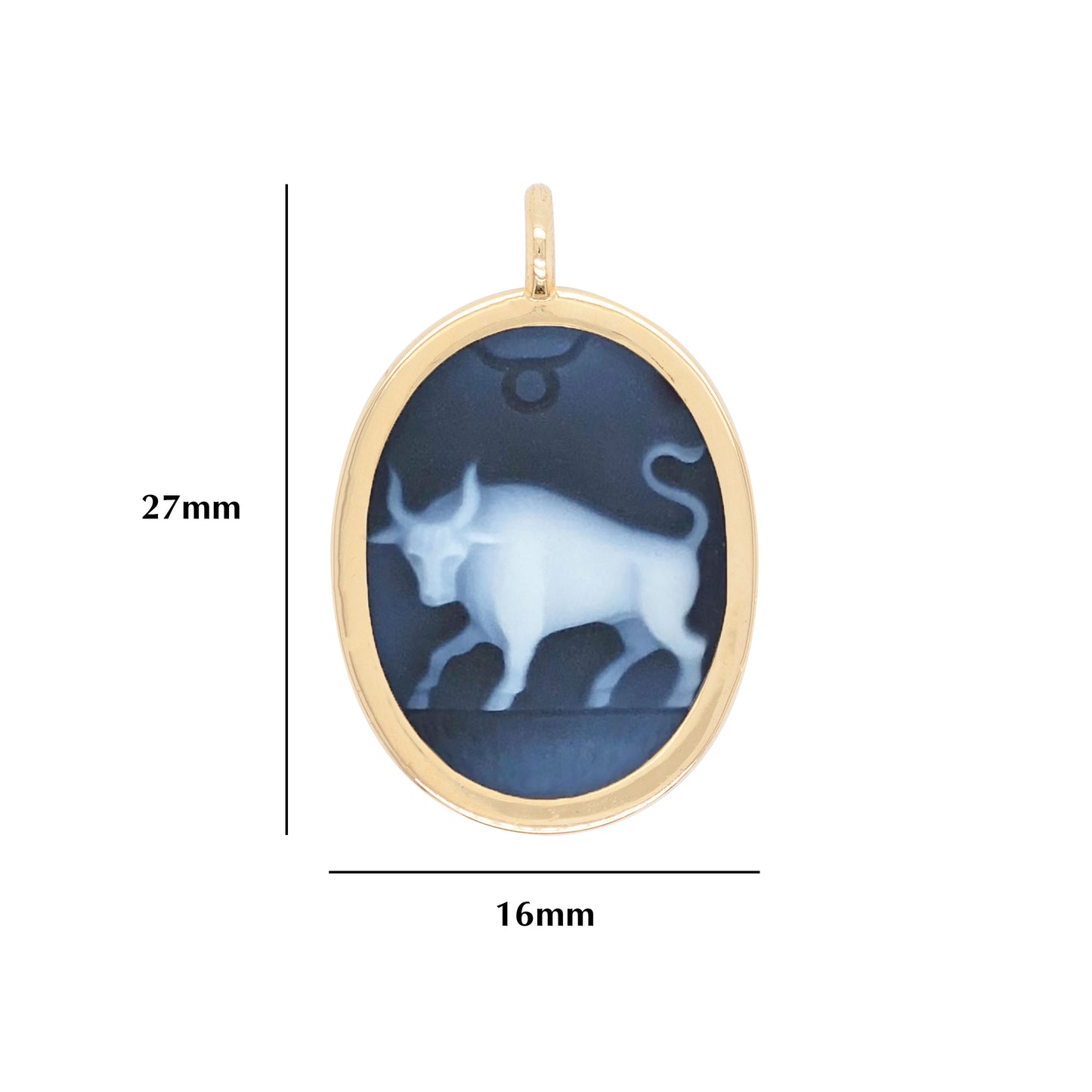 Pendentif réversible du zodiaque sculpté Taureau Cameo 14K